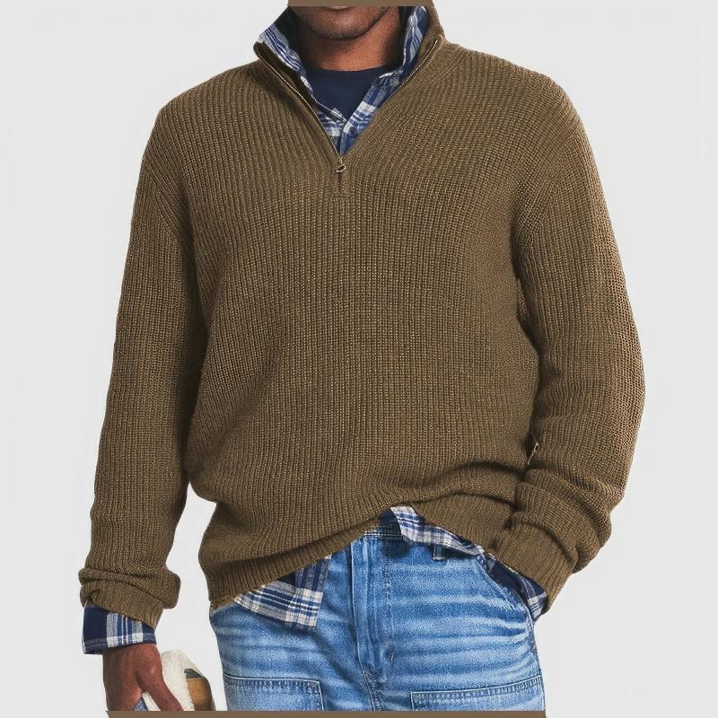 Heren Gebreide Half-Zip Wintertrui | Warme Pullover met Halve Rits
