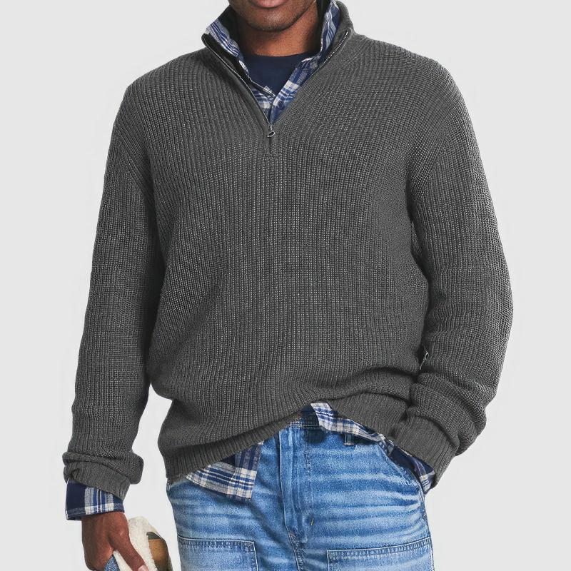 Heren Gebreide Half-Zip Wintertrui | Warme Pullover met Halve Rits