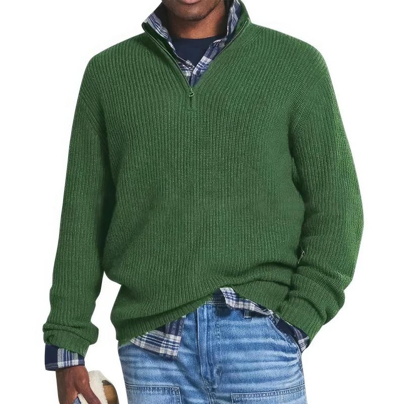 Heren Gebreide Half-Zip Wintertrui | Warme Pullover met Halve Rits