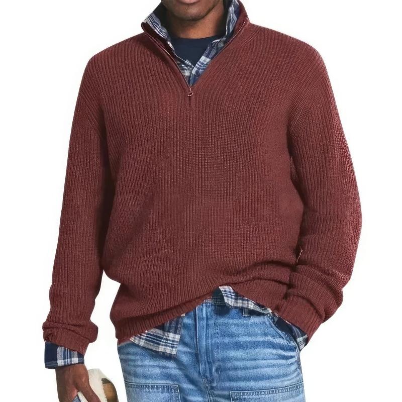 Heren Gebreide Half-Zip Wintertrui | Warme Pullover met Halve Rits