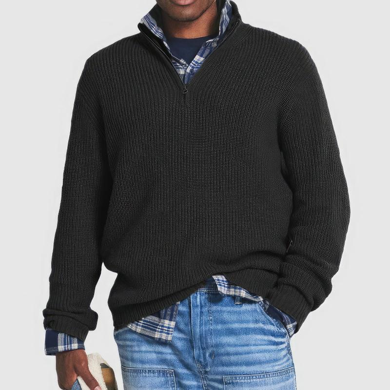 Heren Gebreide Half-Zip Wintertrui | Warme Pullover met Halve Rits