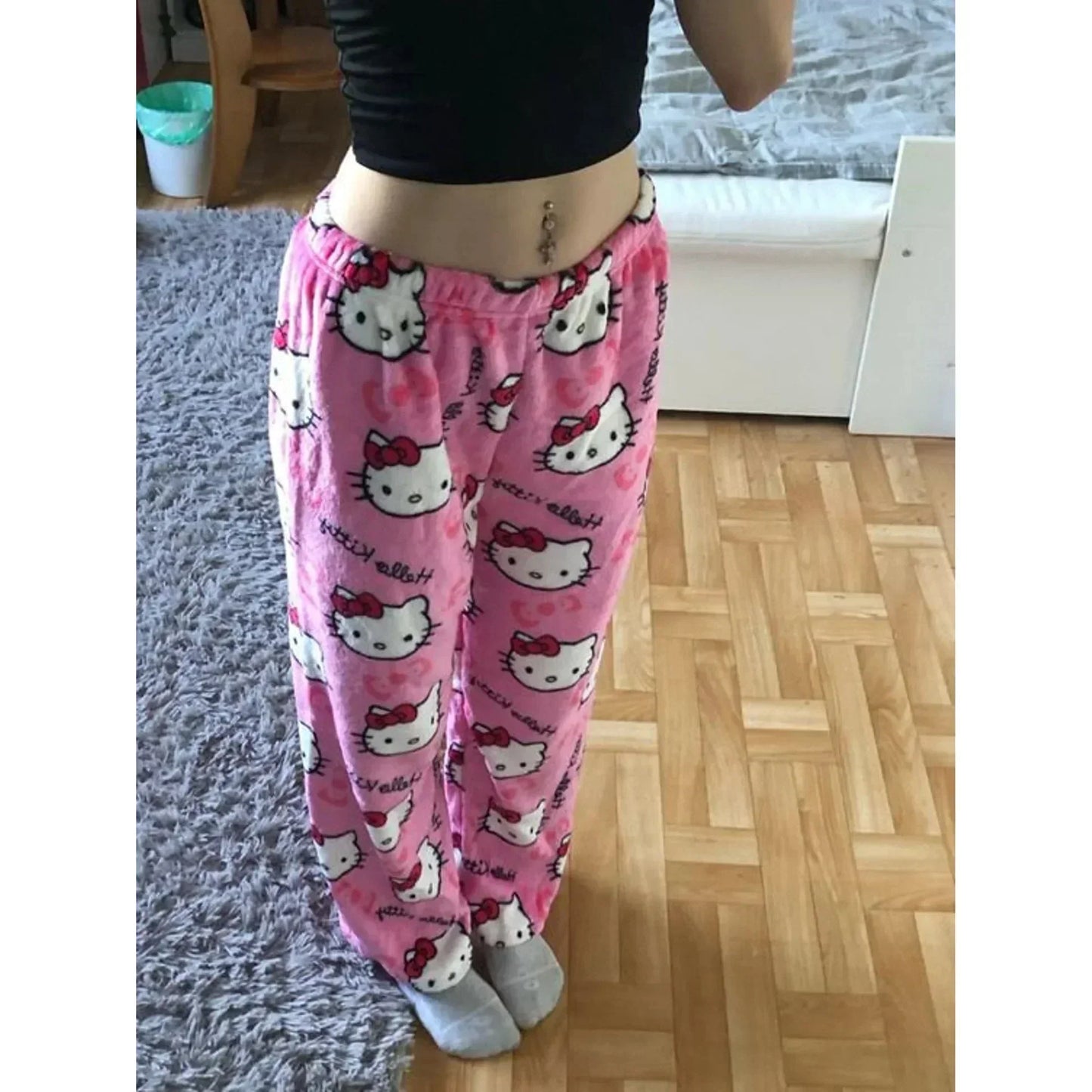 Hello Kitty - Fleece Pyjamabroek voor Koude Nachten