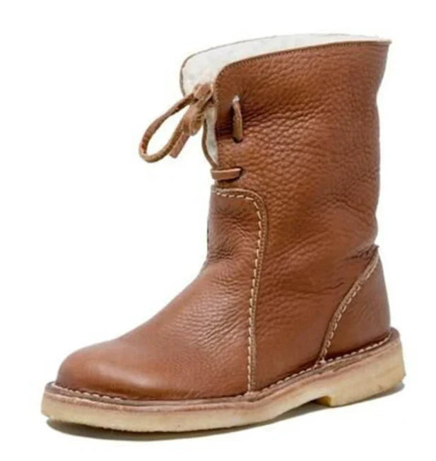Dames Warme Halflange Laarzen in Vintage Stijl | Winter Veterlaarzen