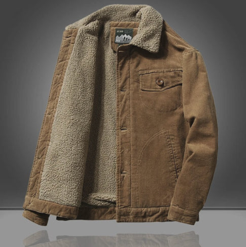 Heren Corduroy Winterjas met Sherpa Voering | Warme Buitenjas