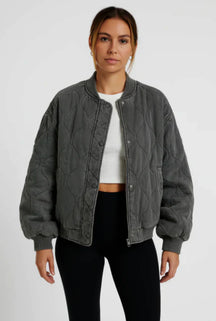 Dames Oversized Ribbed Hem Bomberjack | Relaxte Pasvorm