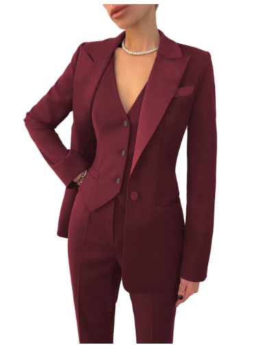 Dames Getailleerde 3-Delige Blazer, Vest & Broek Set | Elegant en Formeel
