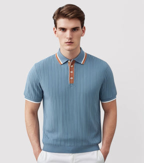 Tom - Stijlvolle Gebreide Polo met Klassieke Knoopsluiting