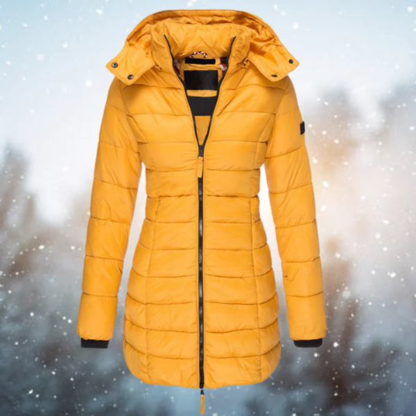 Dames Lange Winter Pufferjas | Getailleerde Gewatteerde Jas