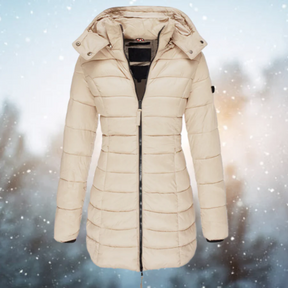 Dames Lange Winter Pufferjas | Getailleerde Gewatteerde Jas
