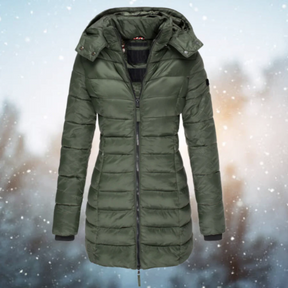 Dames Lange Winter Pufferjas | Getailleerde Gewatteerde Jas