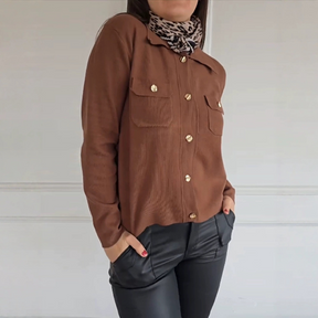 Dames Corduroy Geribde Revers Cardigan | Knopen Voorkant