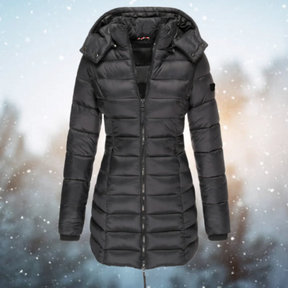 Dames Lange Winter Pufferjas | Getailleerde Gewatteerde Jas