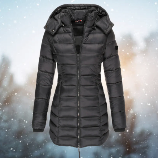 Dames Lange Winter Pufferjas | Getailleerde Gewatteerde Jas