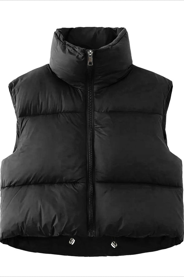 Dames Gewatteerde Cropped Puffervest | Hoge Hals & Stijlvol