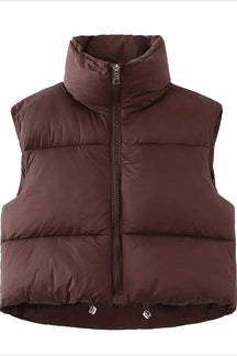 Dames Gewatteerde Cropped Puffervest | Hoge Hals & Stijlvol