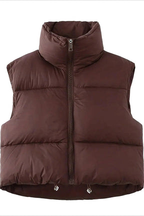 Dames Gewatteerde Cropped Puffervest | Hoge Hals & Stijlvol