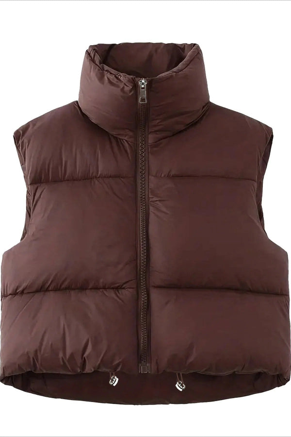 Dames Gewatteerde Cropped Puffervest | Hoge Hals & Stijlvol