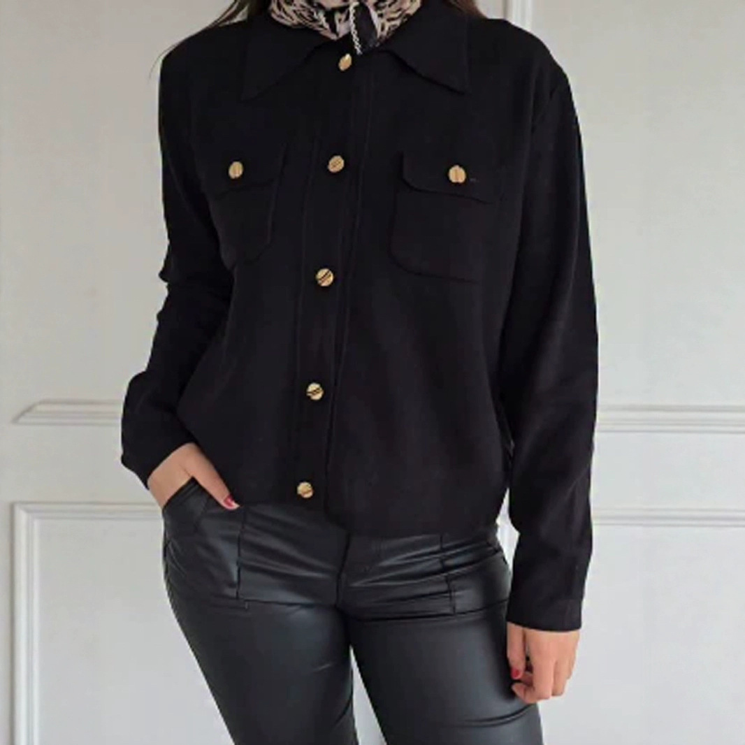 Dames Corduroy Geribde Revers Cardigan | Knopen Voorkant