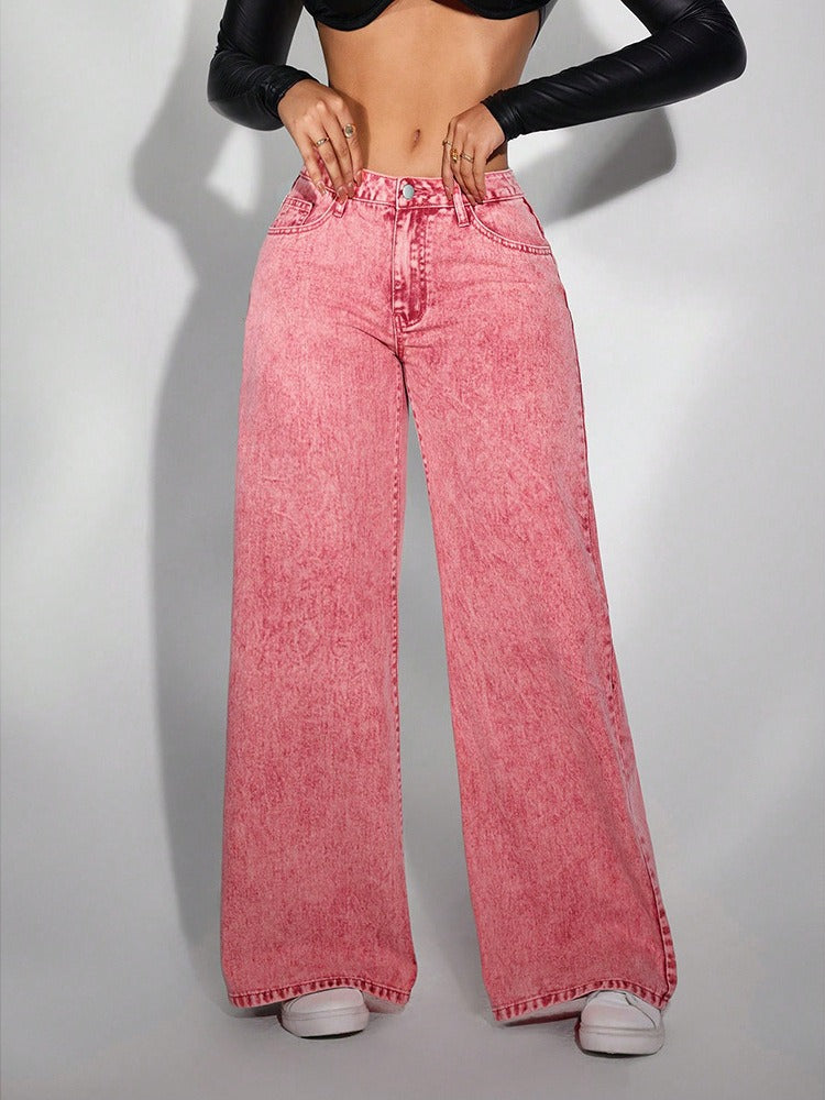 Dames Hoge Taille Wijde Pijpen Jeans | Relaxte Pasvorm