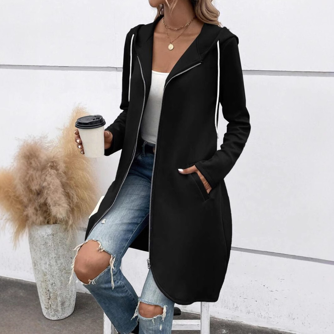 Dames Lange Relaxte Hoodie Jas | Zachte Voering