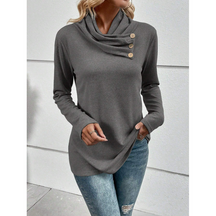Dames Relaxte Lange Mouw Top | Sjaalkraag
