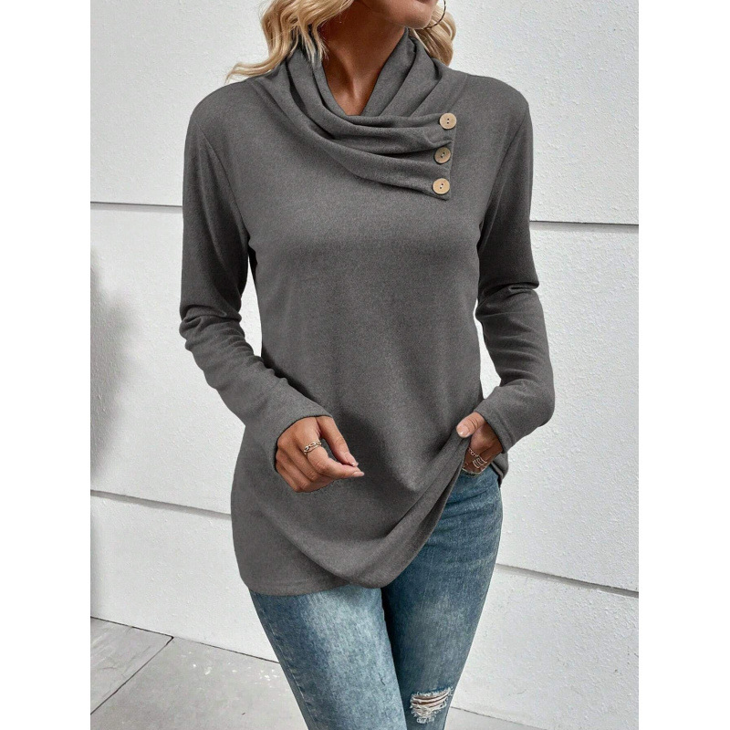 Dames Relaxte Lange Mouw Top | Sjaalkraag