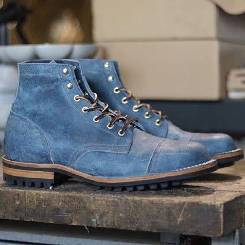 Heren Robuuste Zool Veterboots | Lage Hak