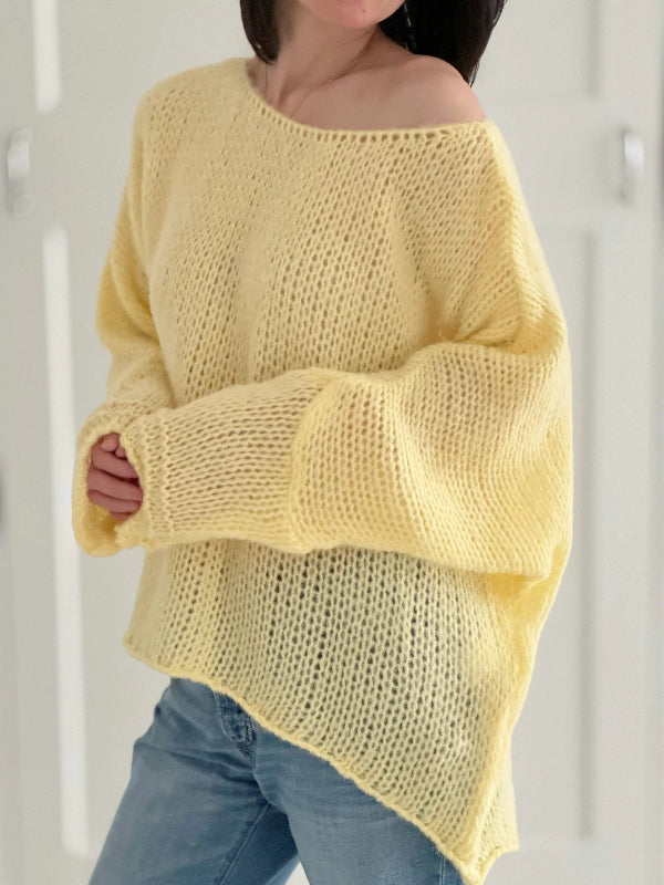 Dames Oversized Off-Shoulder Trui | Relaxed Grofgebreide Stijl