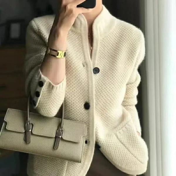Dames Relaxed Fit Cardigan met Knopen | Wafelstructuur