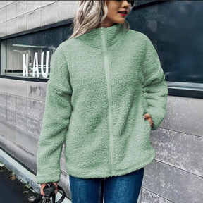 Dames Oversized Mantel Opstaande Kraag | Rits Voor