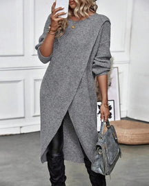 Dames Oversized Wrap Pullover | Asymmetrische Gebreide Trui