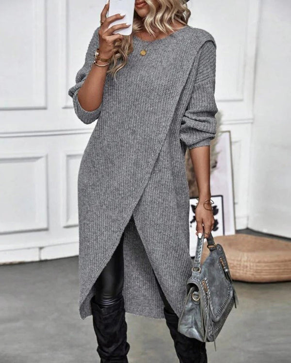 Dames Oversized Wrap Pullover | Asymmetrische Gebreide Trui