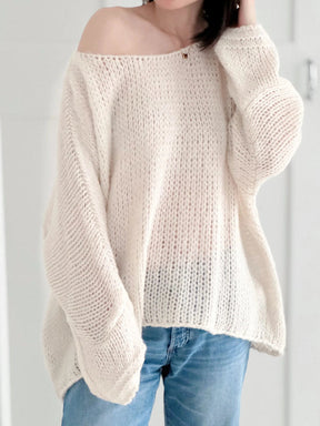 Dames Oversized Off-Shoulder Trui | Relaxed Grofgebreide Stijl