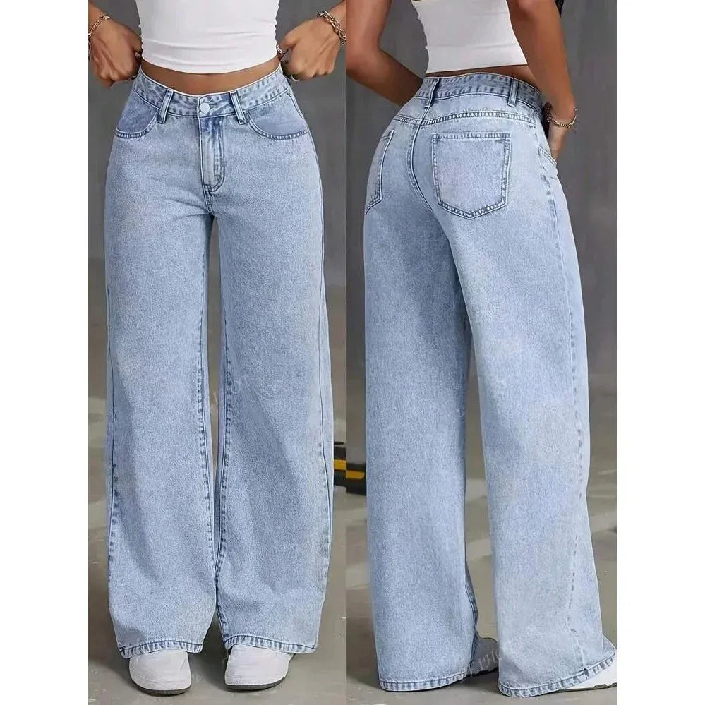 Dames Hoge Taille Wijde Pijpen Jeans | Relaxte Pasvorm
