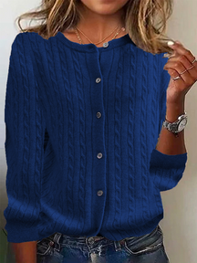Dames Relaxed Kabel Gebreide Cardigan | Knopen Voorkant