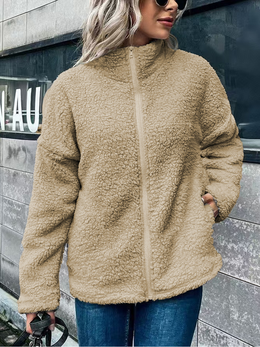 Dames Oversized Mantel Opstaande Kraag | Rits Voor