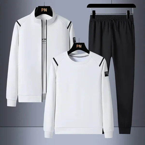 Heren Athleisure Set in Relaxte Pasvorm | Zachte Gebreide 3-Delige Trainingsset