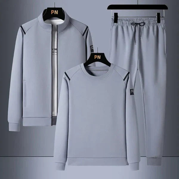 Heren Athleisure Set in Relaxte Pasvorm | Zachte Gebreide 3-Delige Trainingsset