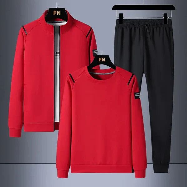 Heren Athleisure Set in Relaxte Pasvorm | Zachte Gebreide 3-Delige Trainingsset