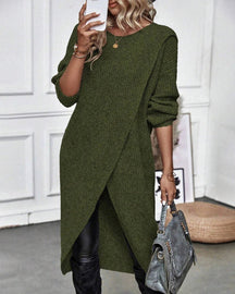 Dames Oversized Wrap Pullover | Asymmetrische Gebreide Trui