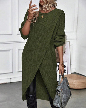 Dames Oversized Wrap Pullover | Asymmetrische Gebreide Trui