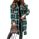 Dames Oversized Geruite Jas | Lange Casual Coat