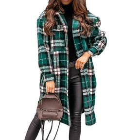 Dames Oversized Geruite Jas | Lange Casual Coat