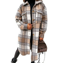 Dames Oversized Geruite Jas | Lange Casual Coat
