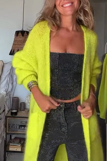 Dames Lang Oversized Open Cardigan met Zakken | Stijlvol & Lang