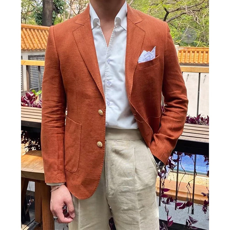 Heren Slim Fit Dubbel Borst Blazer | Tweeknoops Notch Revers
