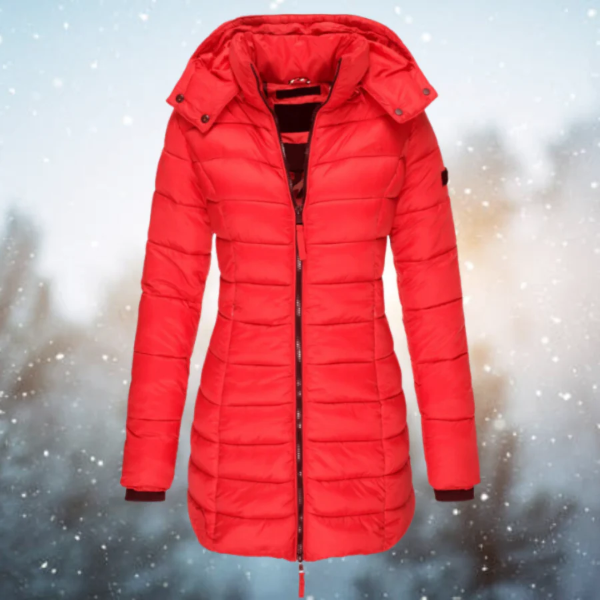 Dames Lange Winter Pufferjas | Getailleerde Gewatteerde Jas