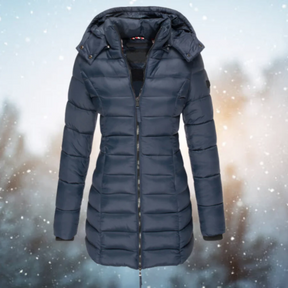Dames Lange Winter Pufferjas | Getailleerde Gewatteerde Jas
