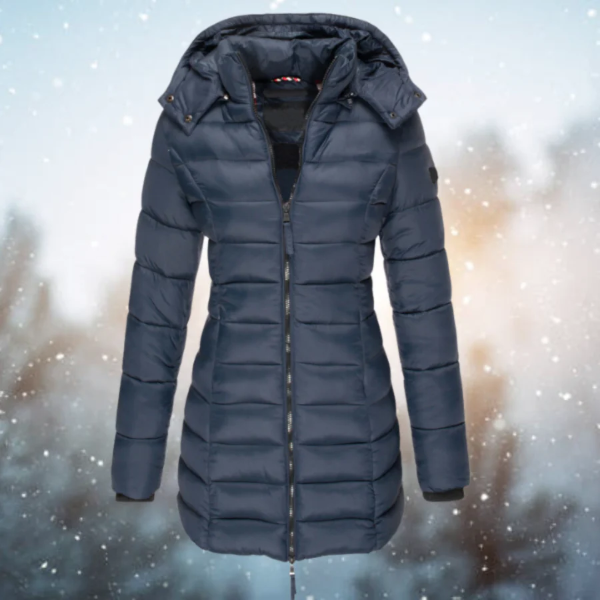 Dames Lange Winter Pufferjas | Getailleerde Gewatteerde Jas