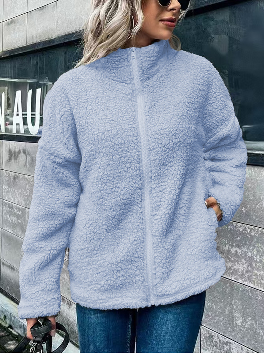 Dames Oversized Mantel Opstaande Kraag | Rits Voor